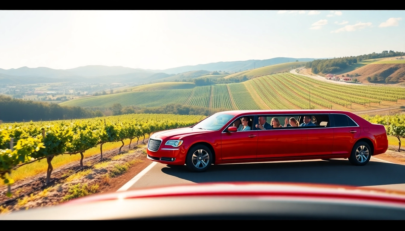 Enjoy wine tour limo packages with a luxurious limousine amidst stunning vineyards.