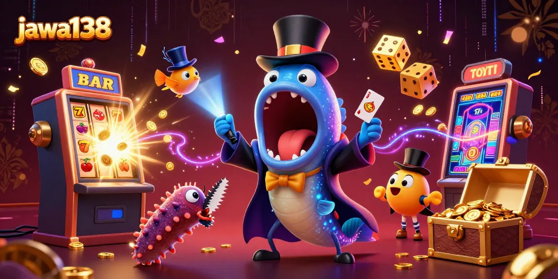 jawa138 showcases a thrilling 3D casino magic scene with animated characters performing stunning tricks