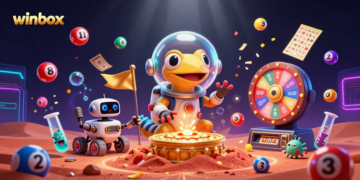 Experience the excitement at winbox, with a Martian gecko discovering a vibrant casino in a dynamic scene.