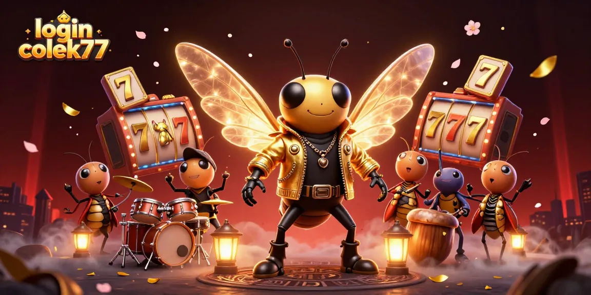 Engage with login colek77 as the cicada rock star performs amidst slot game excitement.