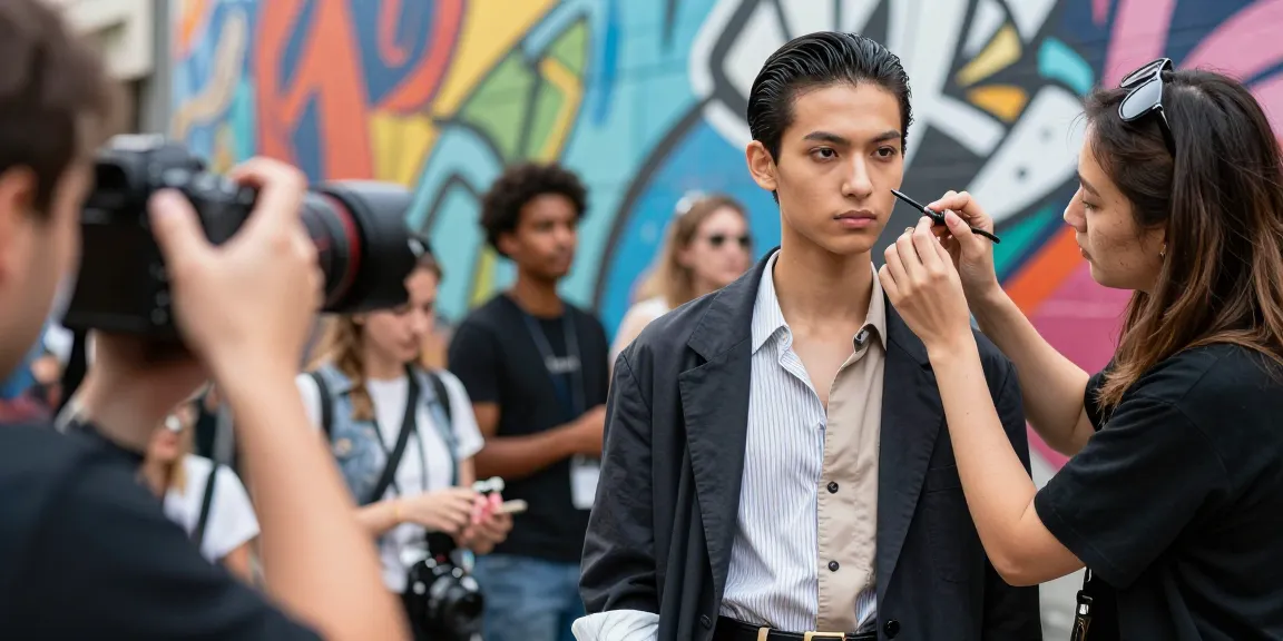 Book Fotografico pour Modèles : modèle en tenue stylée posant dans un cadre urbain plein de vie.