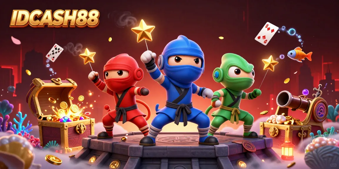 Experience thrilling action with IDCASH88 as ninja chameleons engage in dynamic martial arts on a casino rooftop.