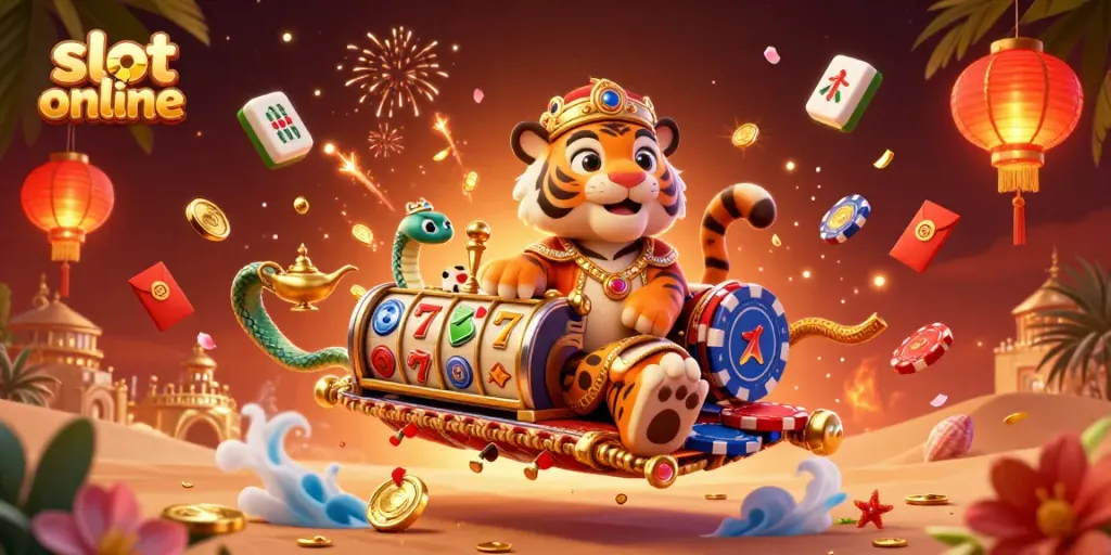 Spin the reels at slot online with an Arabian Nights-themed casino adventure, featuring a tiger sultan and magical elements.