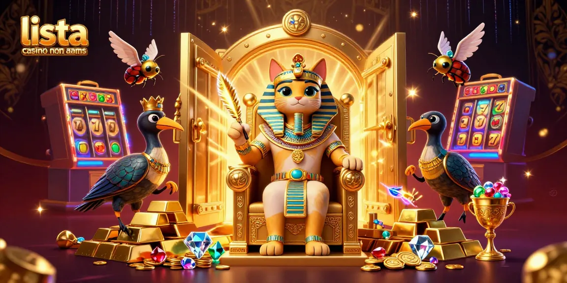 Immergiti nel vibrante mondo della lista casino non aams con un colorato gatto faraone e tesori dinamici.
