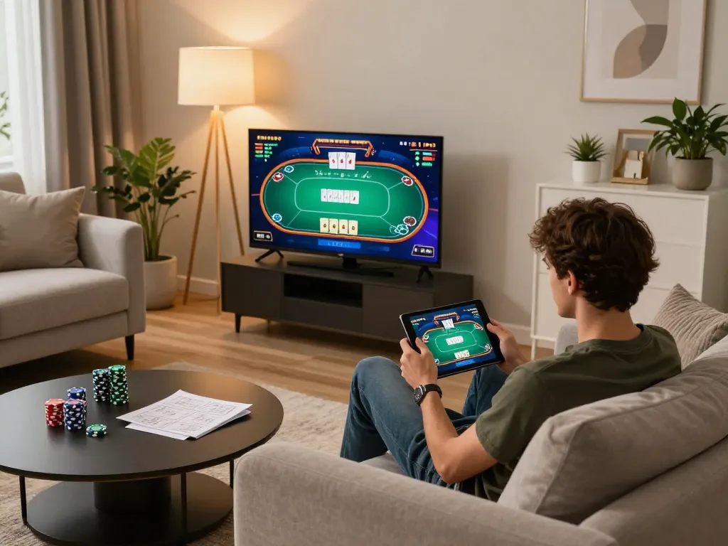 Engaging gameplay on 789betgo app in a cozy home setting with a relaxed atmosphere.