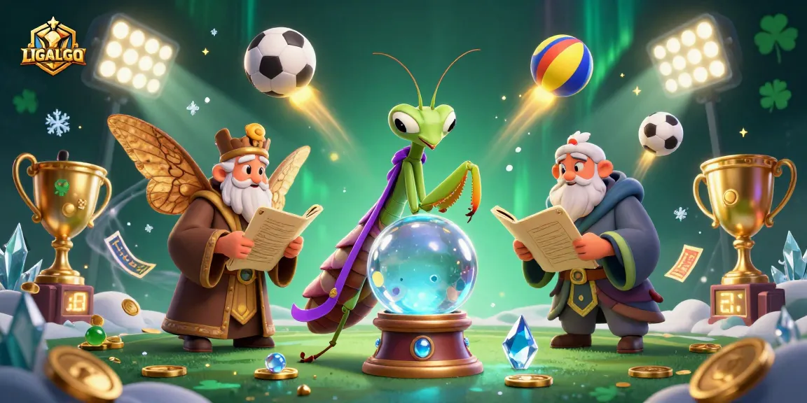 LIGALGO inspires gamblers with a captivating scene showcasing a mystical fortune teller and sports elements in vibrant action.
