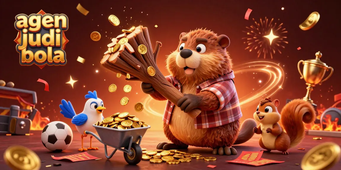 Bet on agen judi bola with a vibrant scene of characters in a celebratory casino atmosphere.