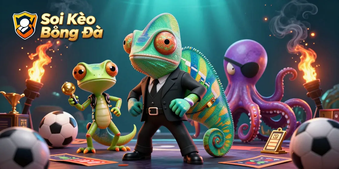 Soi Kèo Bóng Đá expert scene showcasing a colorful sports betting arena with animated characters.