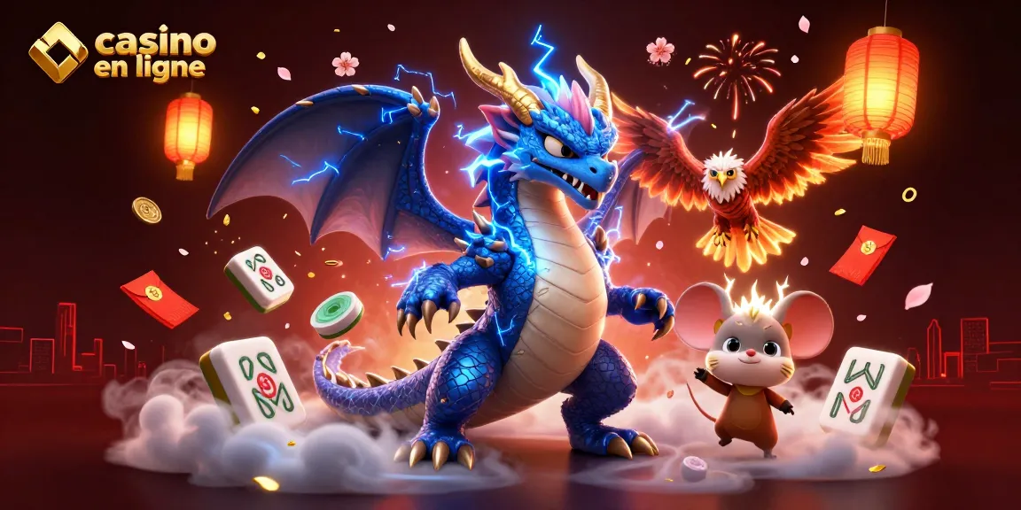 Vivez l'expérience des jeux sur un casino en ligne avec des dragons mystiques, des pièces d'or flottantes et des lumières éclatantes.