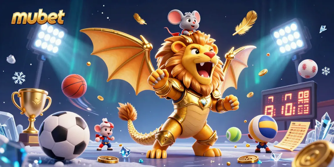 Engage with mubet's thrilling atmosphere, featuring a triumphant chimera and sports elements.