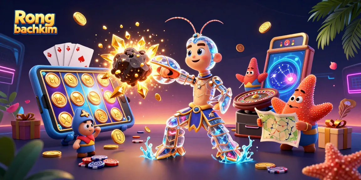 Experience thrilling wins with Rong bachkim in this vibrant casino-themed illustration.
